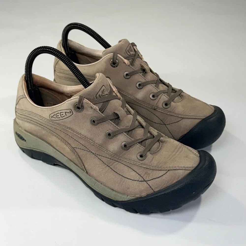 Keen Toyah Shoe Womens 9 Grey Brown Leather Walking Hiking Comfort Trail Outdoor